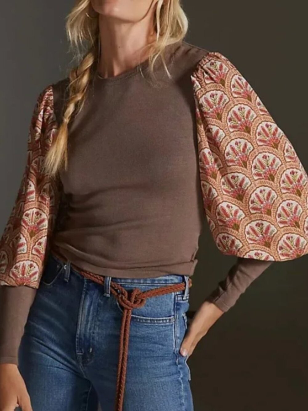 Anthropologie BL^NK London Metallic Puff Sleeve Sweater XXS Petite